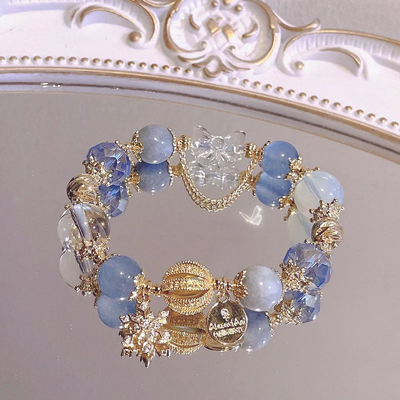 Women's galaxy-coloured alloy bracelet with heart shape and bow charms