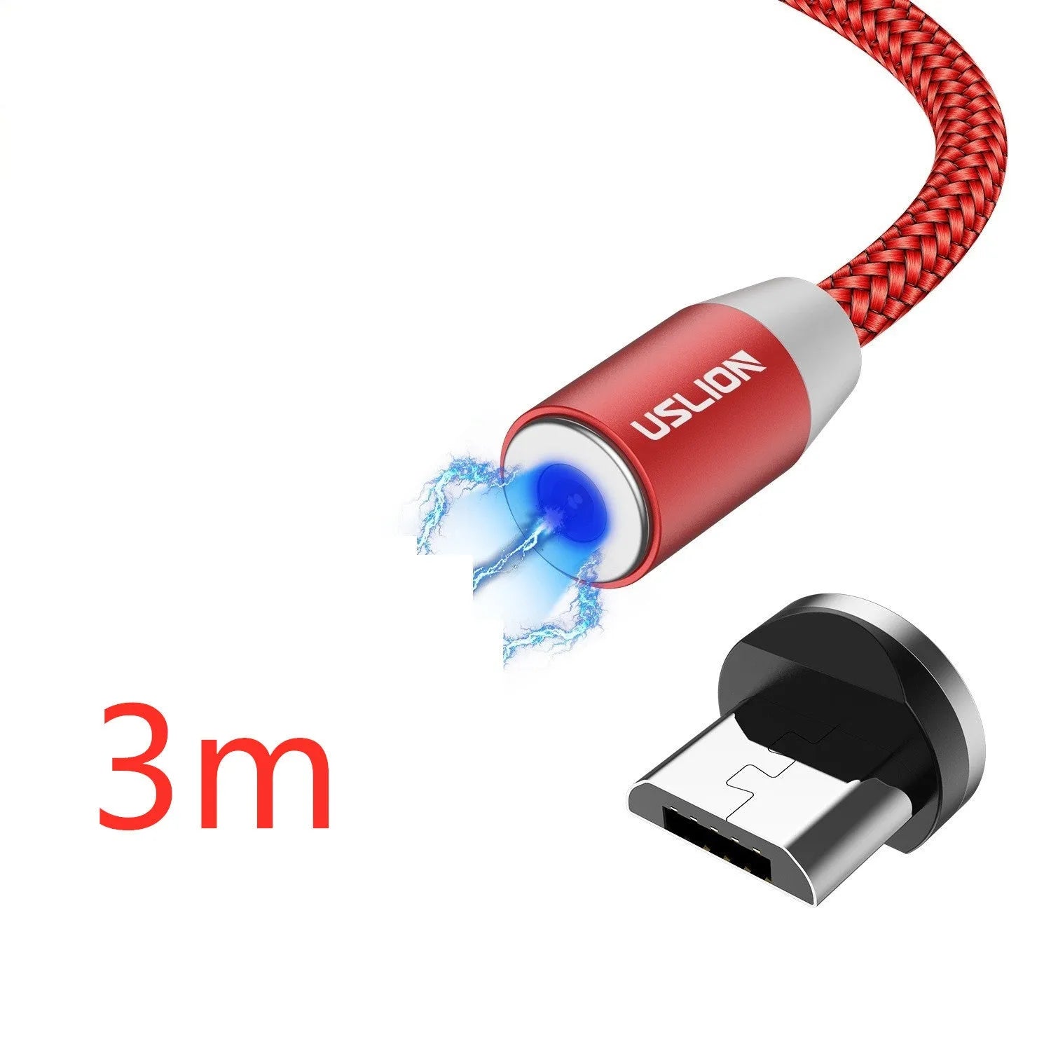 USLION circular magnetic charging cable with aluminium alloy housing and LED indicator