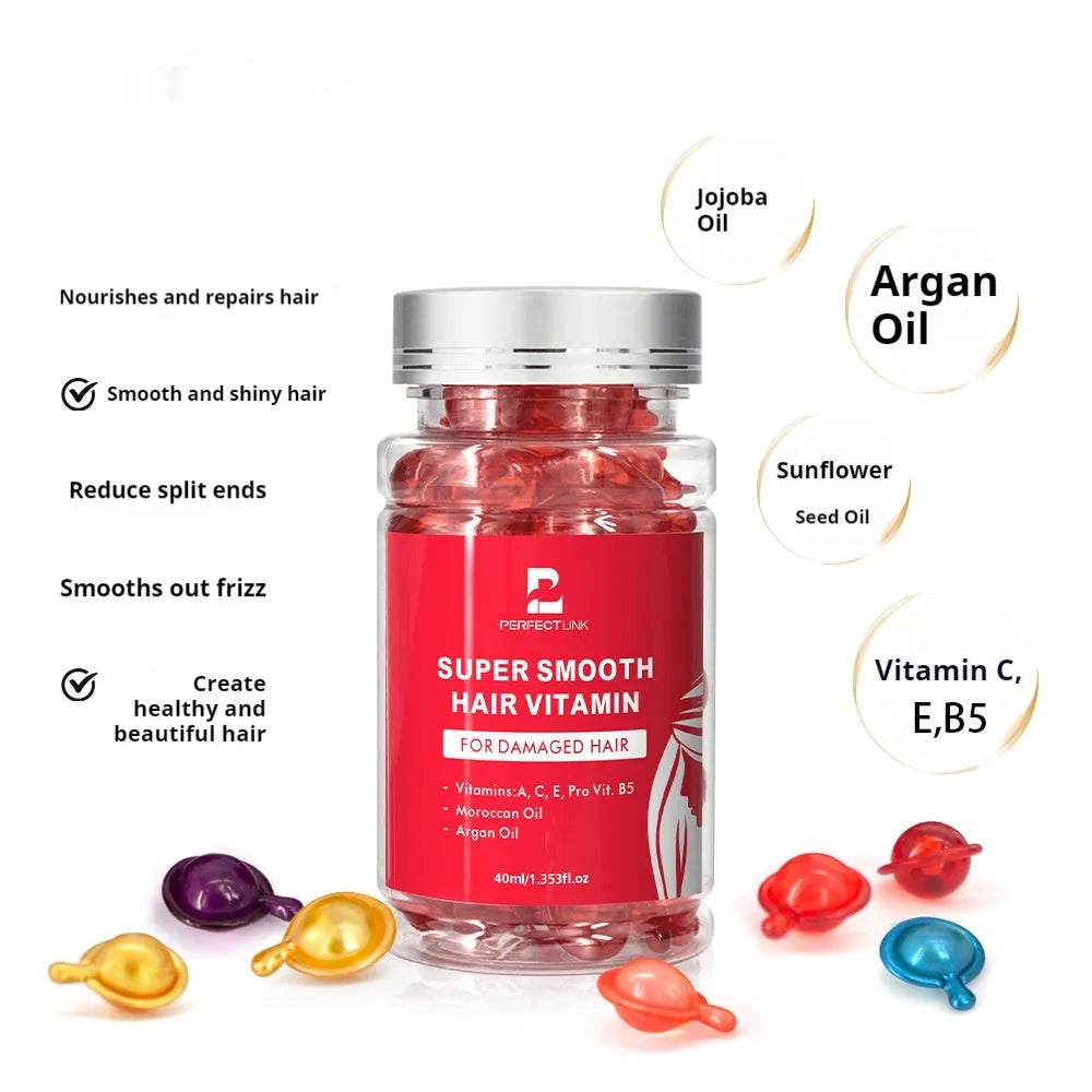 Hair care essential oil in 40ml plastic bottle with red, purple, gold, blue, yellow, pink colour options