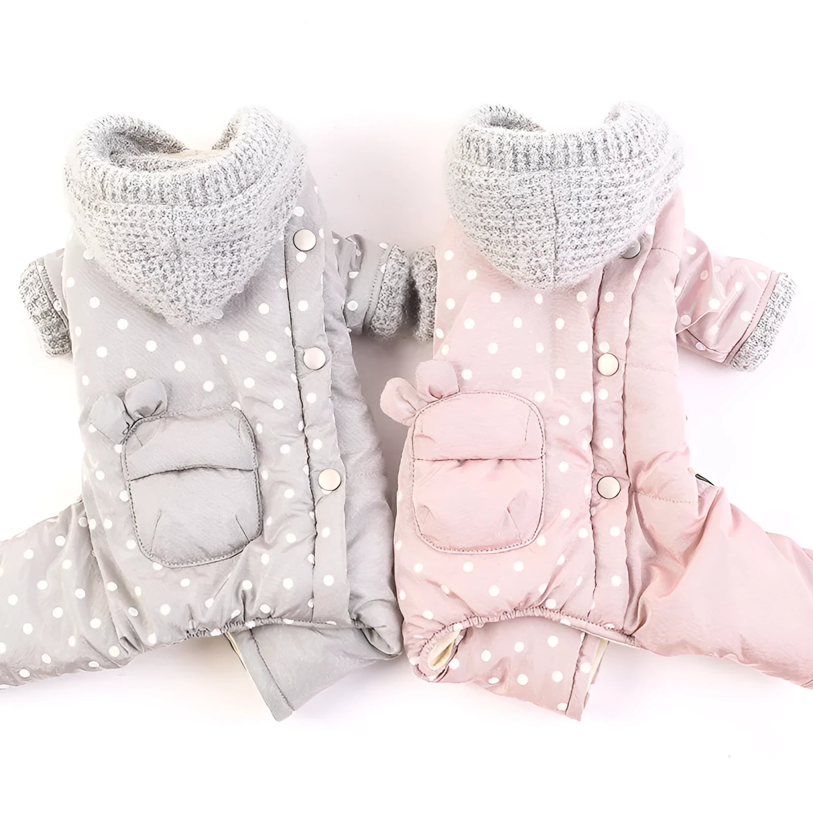 Autumn winter four-leg small dog padded cotton coat in grey loose fit thick lining