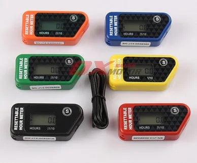 Black waterproof LCD electronic timer device for vehicle and generator maintenance reminders.