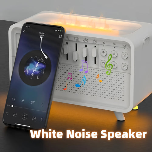 White European geometric stereo 3-in-1 Bluetooth speaker white noise machine humidifier with USB night light