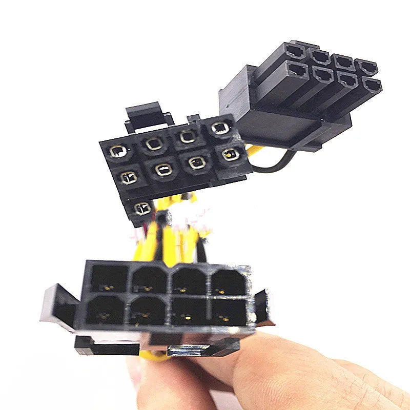 Black 8-pin female to dual 8-pin male graphics card power extension cable, 21cm length