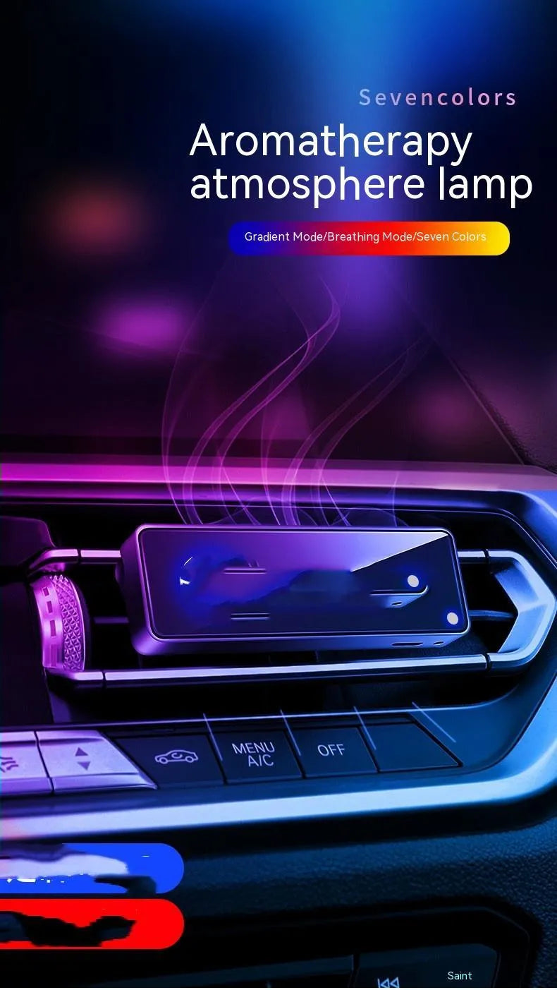 Black car vent aromatherapy diffuser with LED light and fragrance sticks