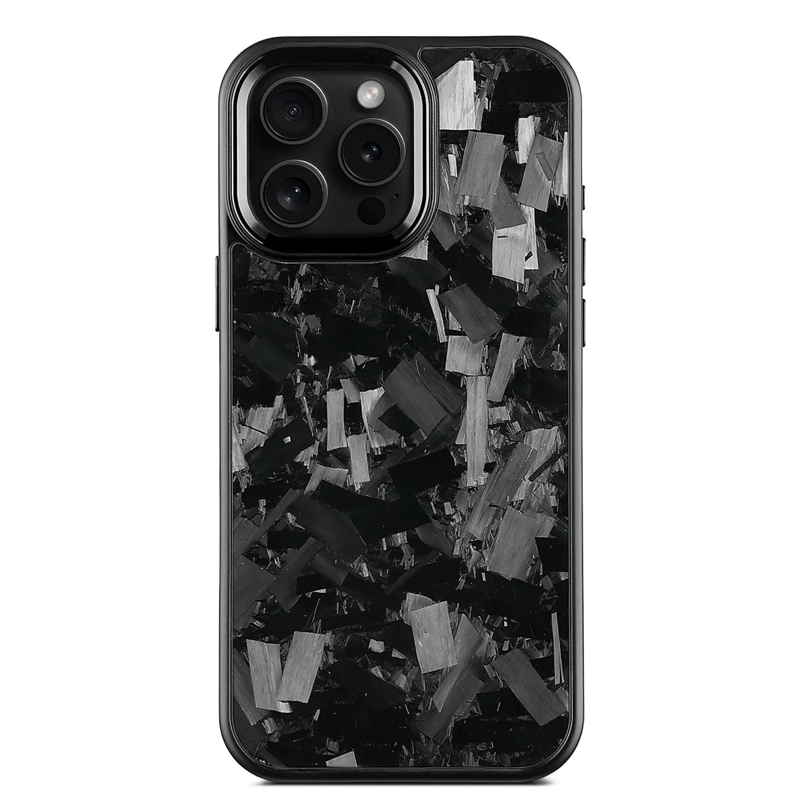 Carbon fibre forged pattern phone case for iPhone with metal frame, black frame blue gold colour, all-inclusive protective shell