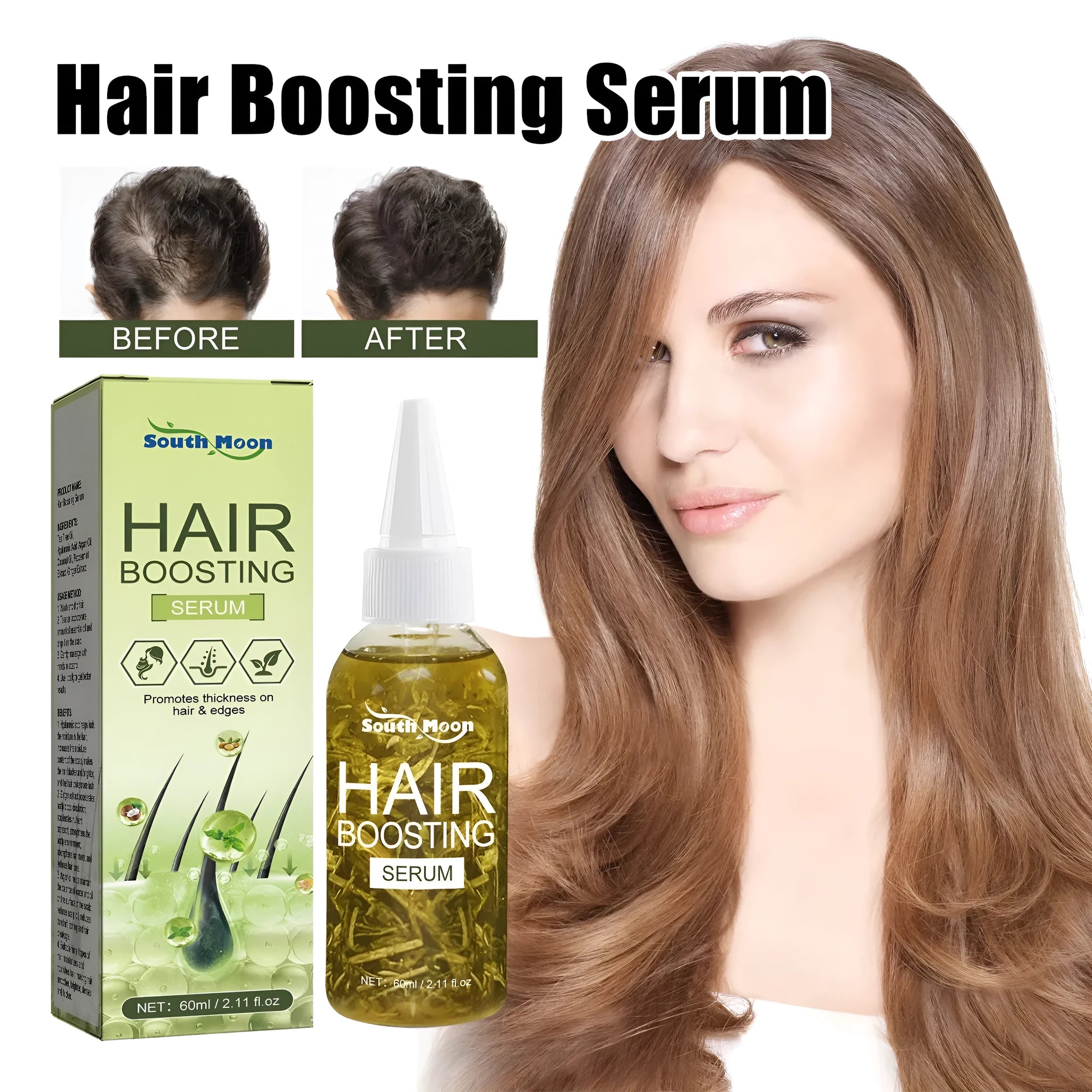 60ml bottle of anti-fall repair hair essential oil for dry hair tails and brittle hair.