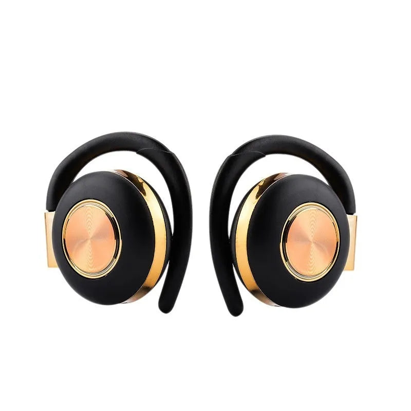 Plastic wireless Bluetooth headset ear-mounted in silver with stereo call and music support