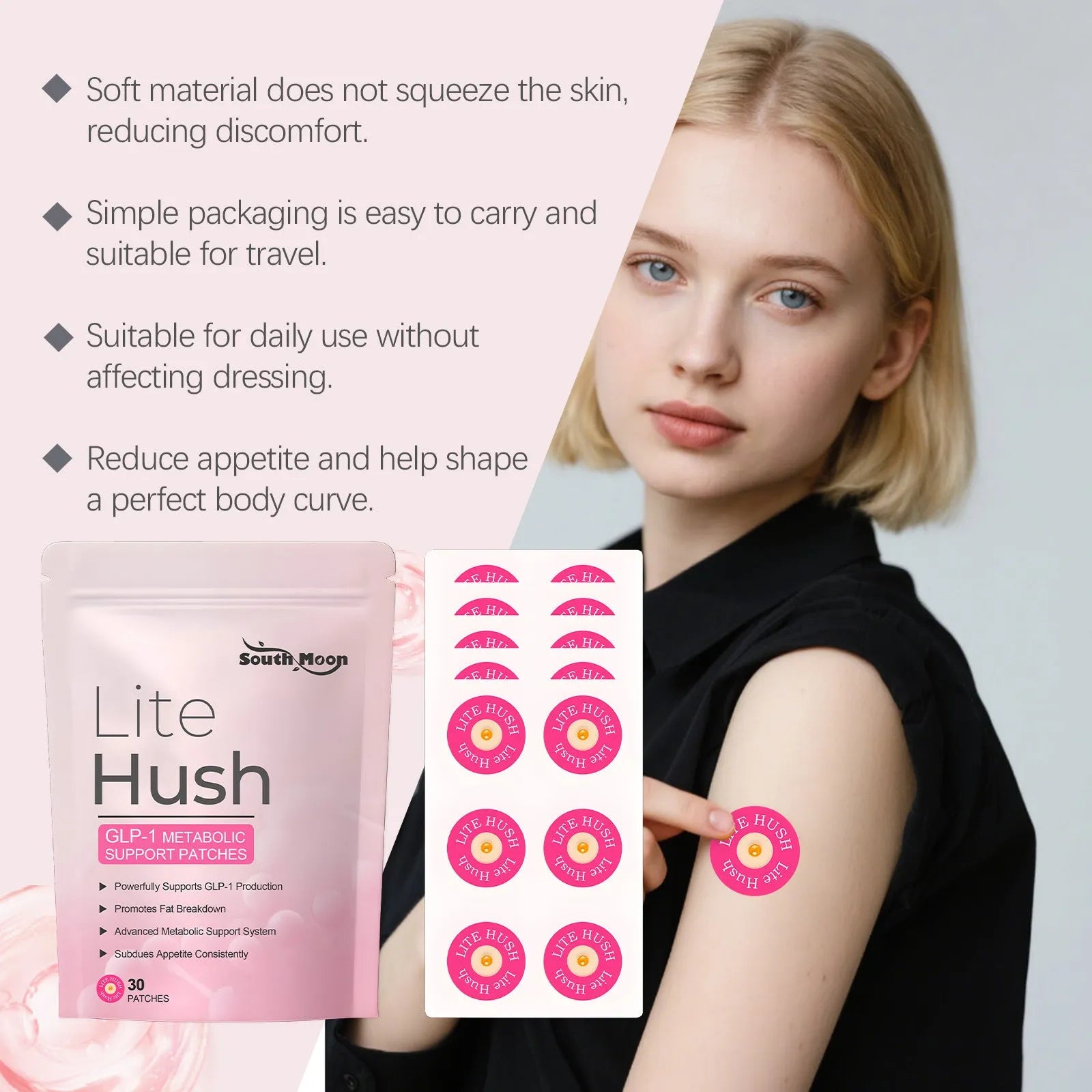 Pack of 30 body care adhesive patches for gentle daily nursing on universal skin type