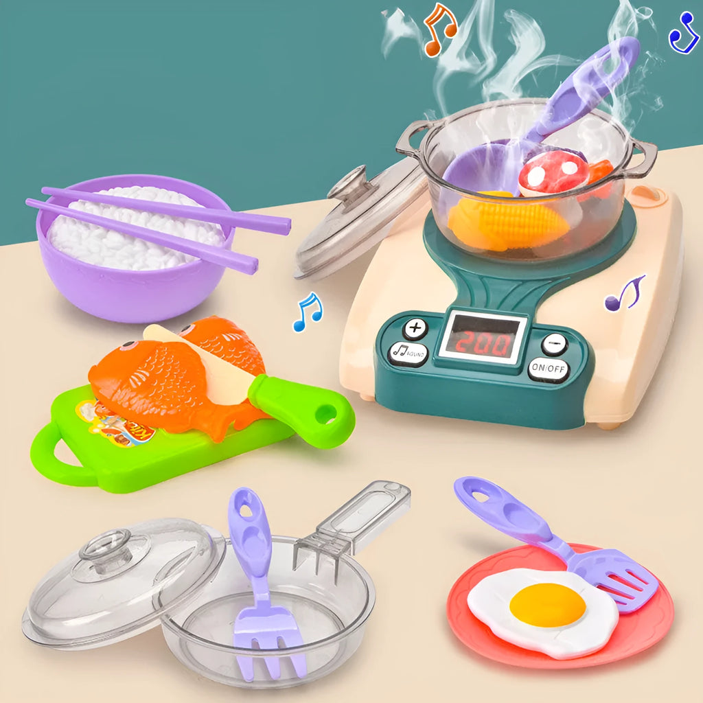 Plastic simulation kitchen play house toy styled as an induction cooker for infant role play.