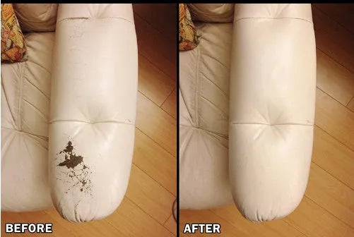 Leather vinyl repair kit with liquid filler and colour coating for car seat and sofa repairs