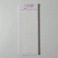 Vertical B5 half-size notepad with English words printed on paper, shown in pink, purple, and blue cover colours.