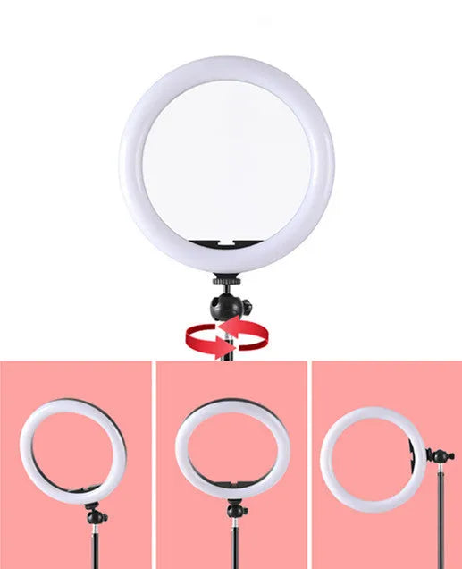 10-inch ring light for selfies on a 19cm metal bracket, for smartphones.