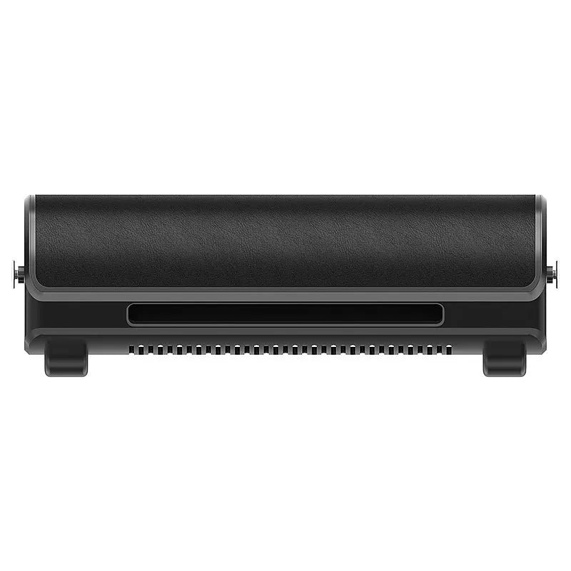 Black car mounted bladeless ventilation fan showing USB power connection and control buttons