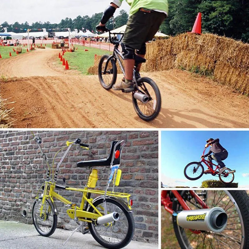 Plastic bicycle turbo spoke pipe with six motorcycle sound voice cards, 35 by 7.5 centimetres, decorative use only