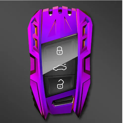 Metal mecha golf auto key shell protective cover in silver colour with buckle option