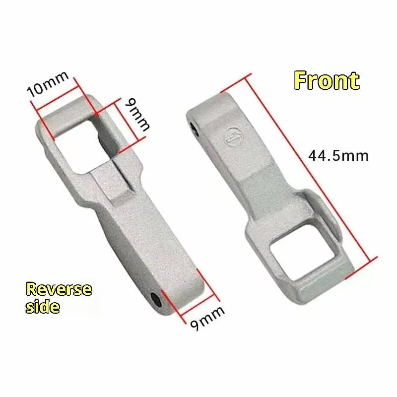 Silver LG washing machine door interlock switch accessory on white background