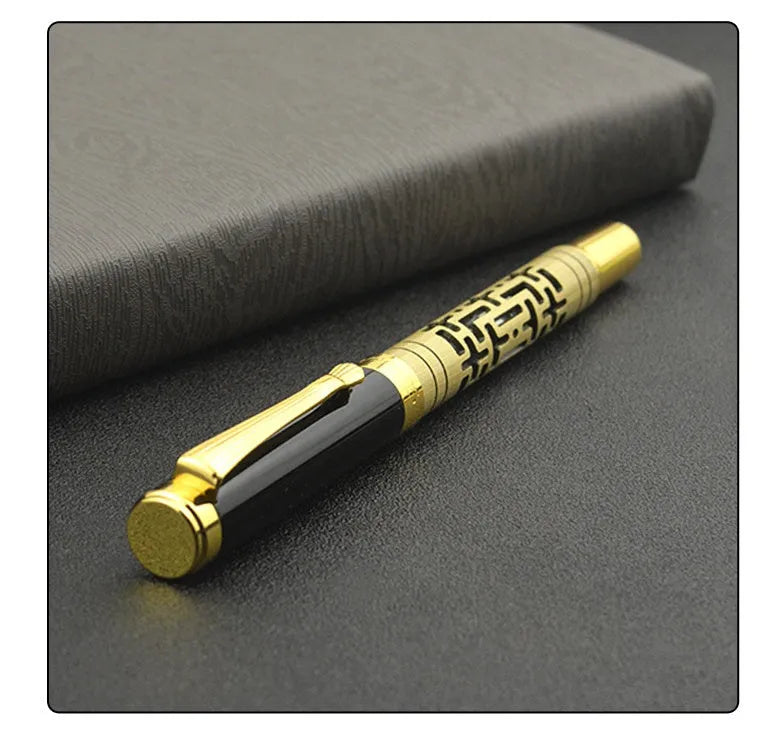 Metal luxury fountain pen with iridium nib, rotating ink-sucking system, 0.7mm big tip, black colour