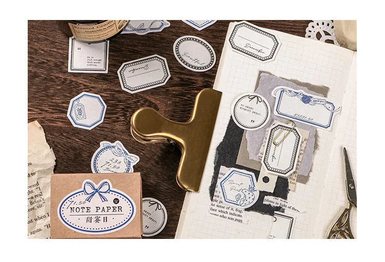 Mini Label Series retro base paper set, 45 sheets, 62 x 45mm, specialty paper, kraft paper box