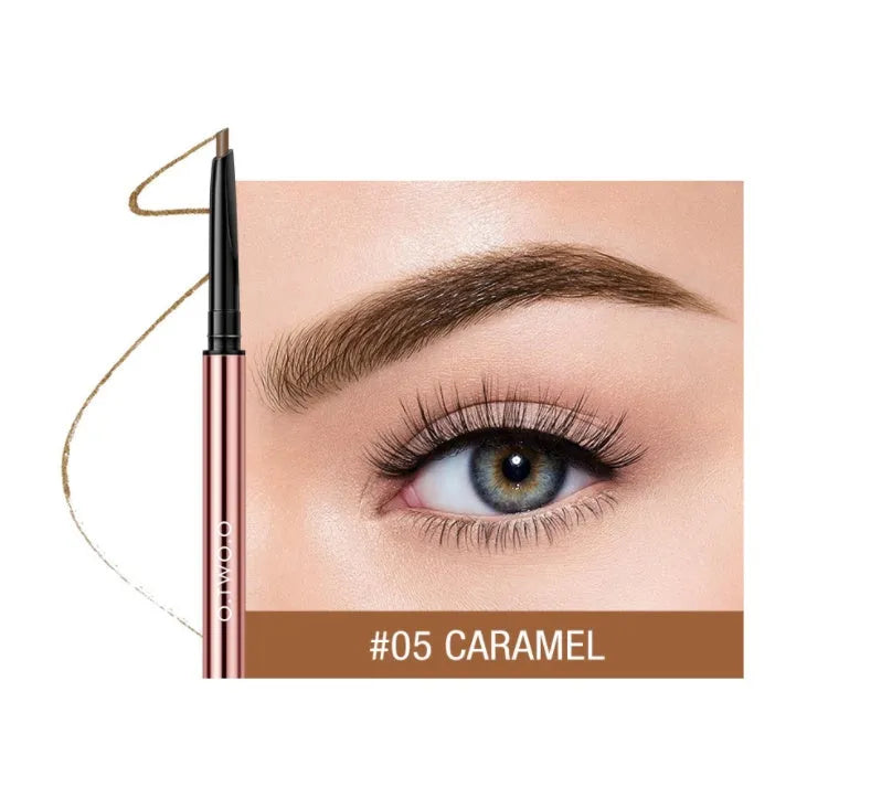 Eye brow make-up pencil in colour box with refillable sharpener and six shade options