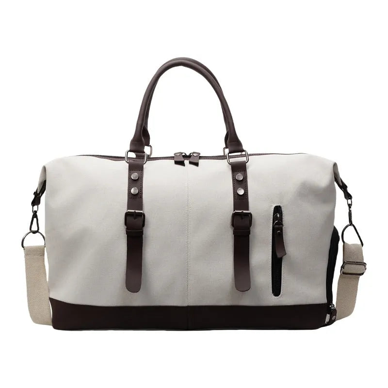 Canvas travel shoulder bag in solid green colour for leisure use