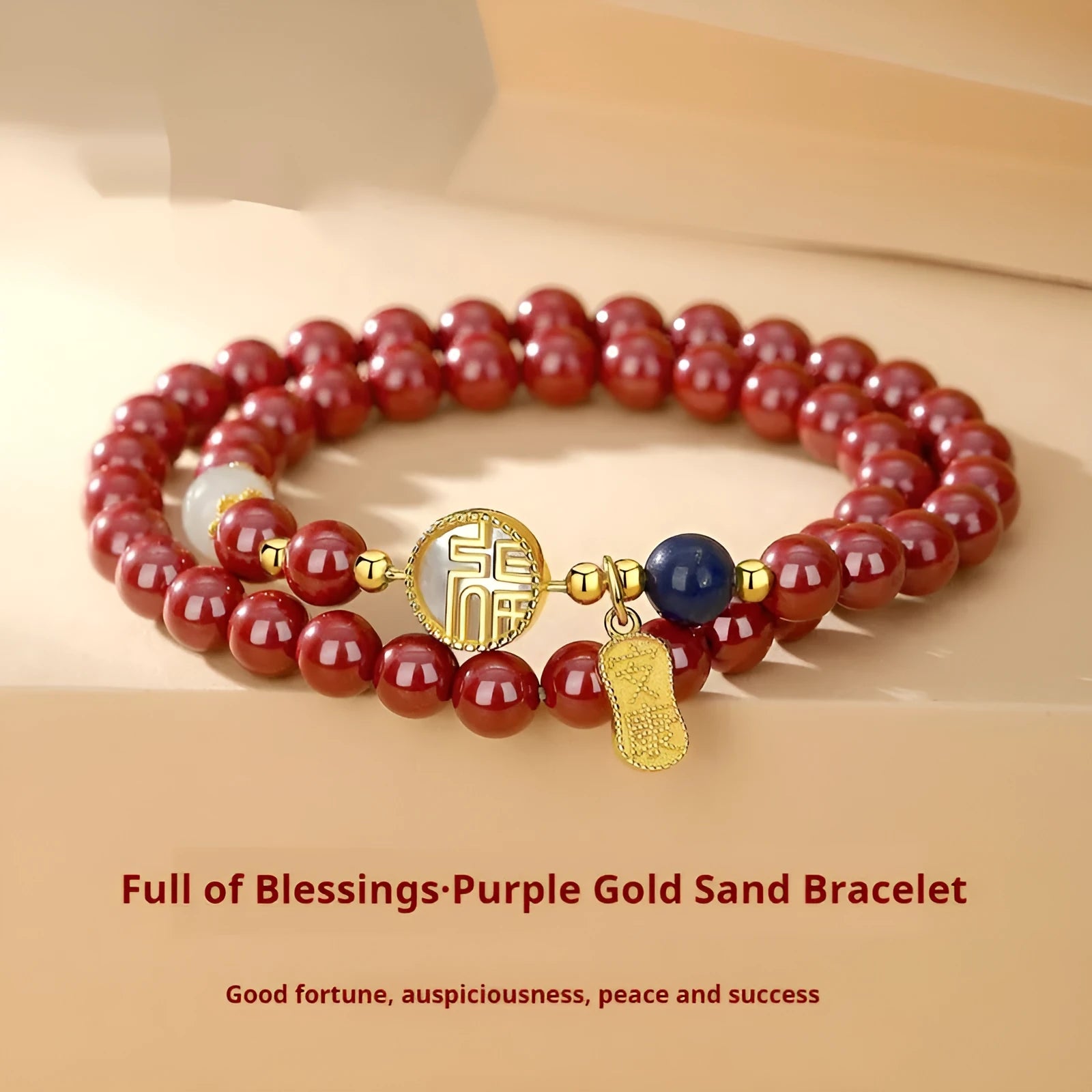 S925 sterling silver bracelet with white shell blessing card charm and cinnabar red accents
