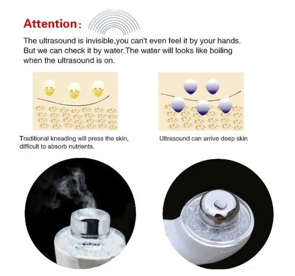 3MHz LED photon facial massager with 36 R/G/B light modes, 17.5cm handheld device for face and body