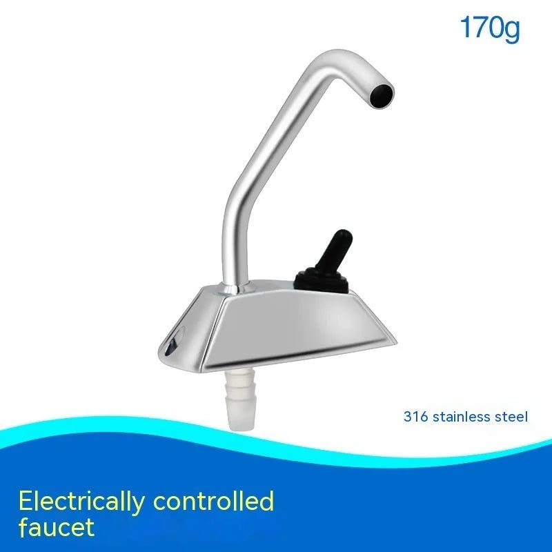 Electronic control RV rotating faucet with mirror-polished 316 stainless steel construction