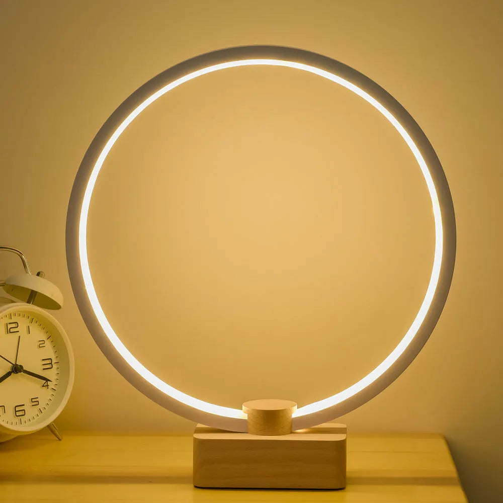 Smart remote control magnetic suspension balance desk lamp with beech wood holder, oval or round base, USB powered