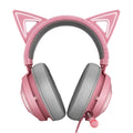 Pink glowing cat earphones USB wired headphones with illuminated cat ears on headband