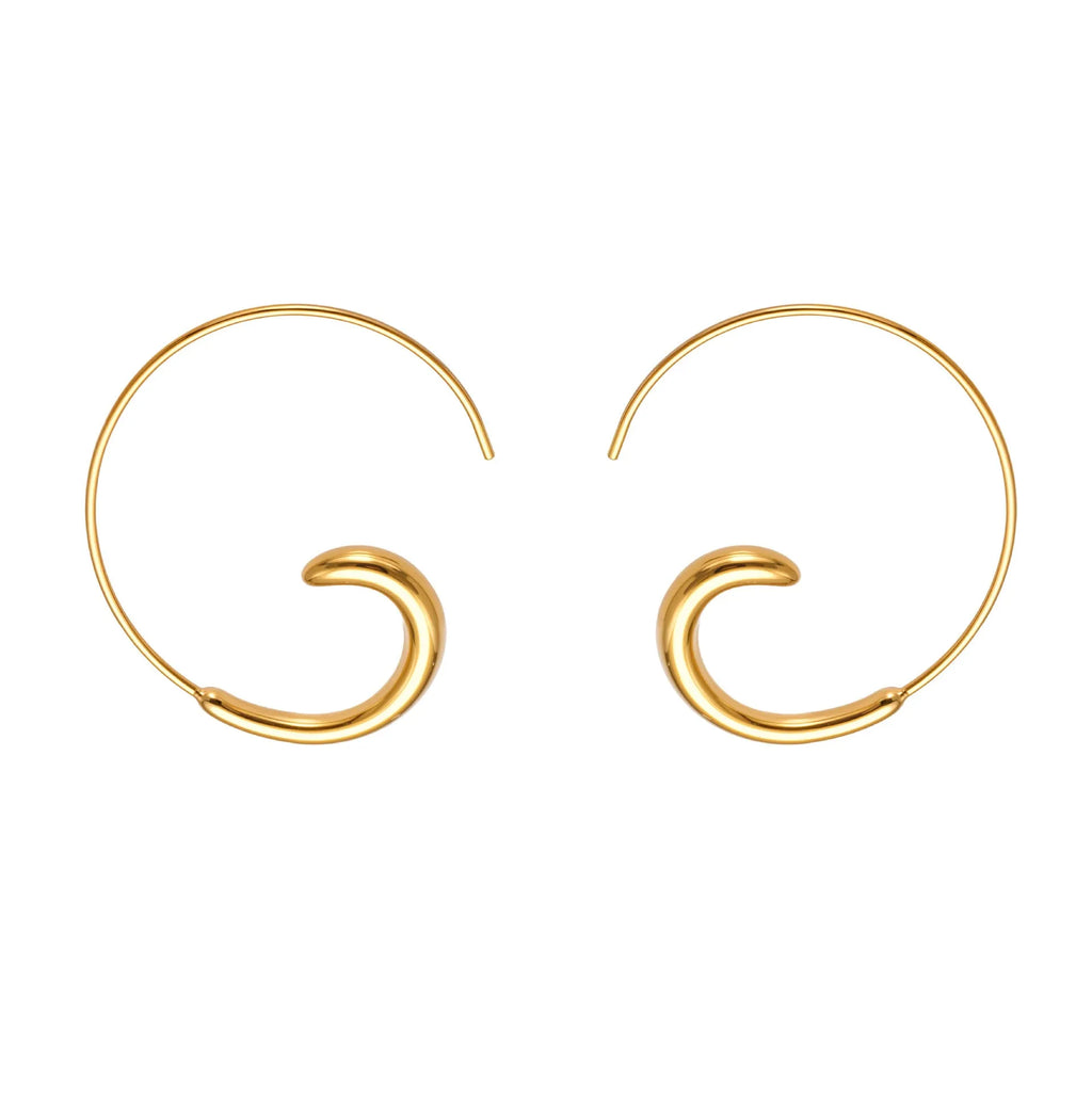 Gold-plated stainless steel geometric ring earrings for women, ins style, one pair, gold or steel finish