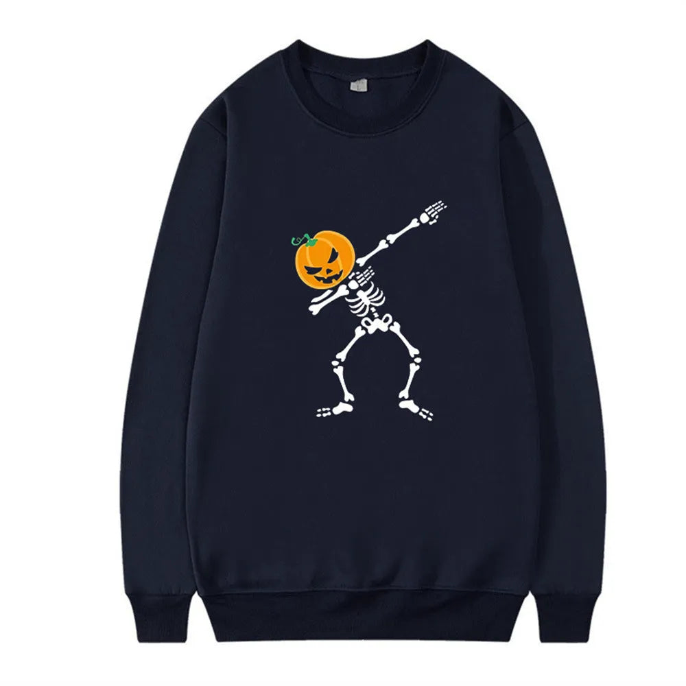 Women's printed long sleeve crew neck top in black, red, yellow, white, or orange red.