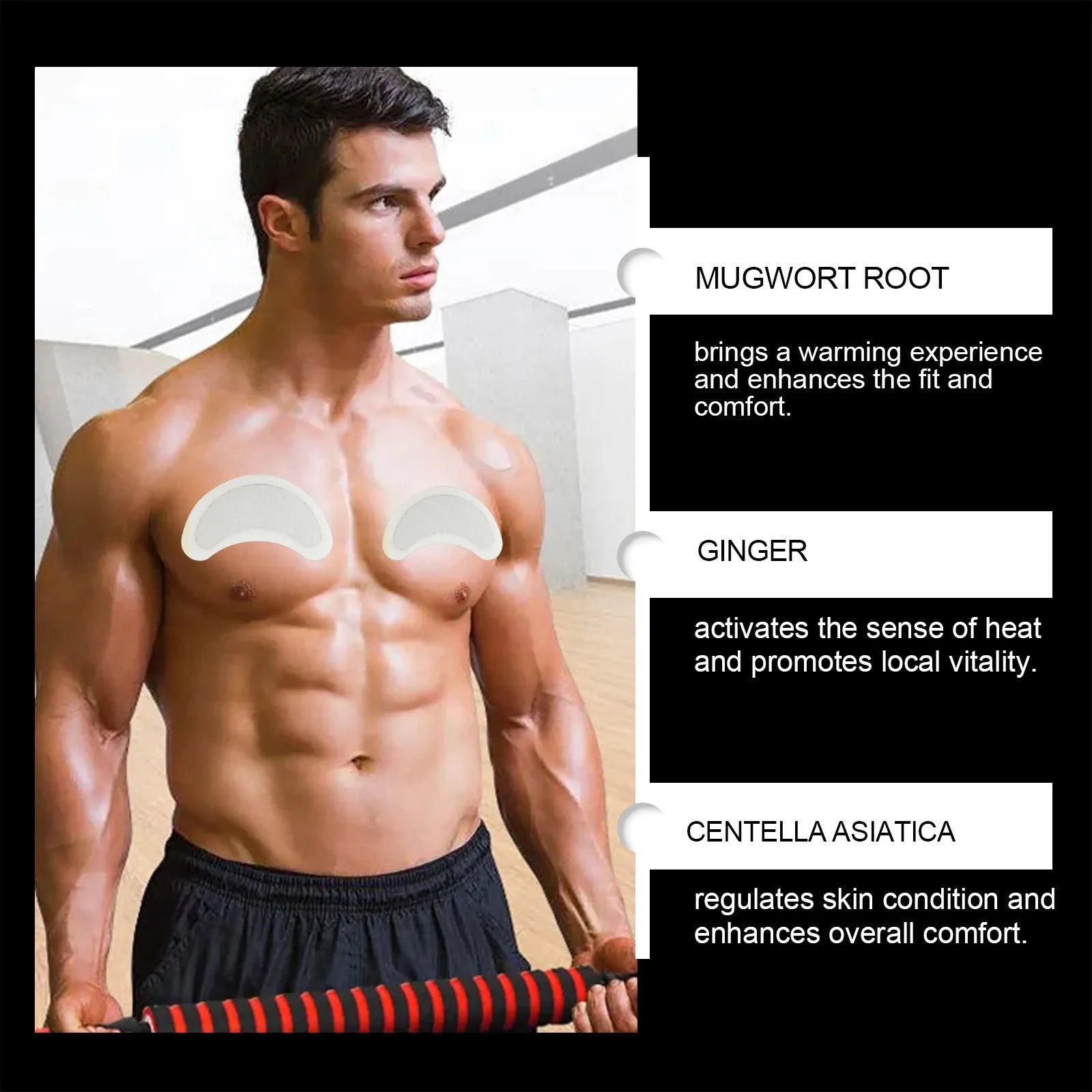 Pack of four men's thin herbal figure control patches for chest application