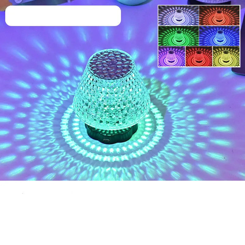 Diamond crystal table lamp with touch sensor base and USB charging