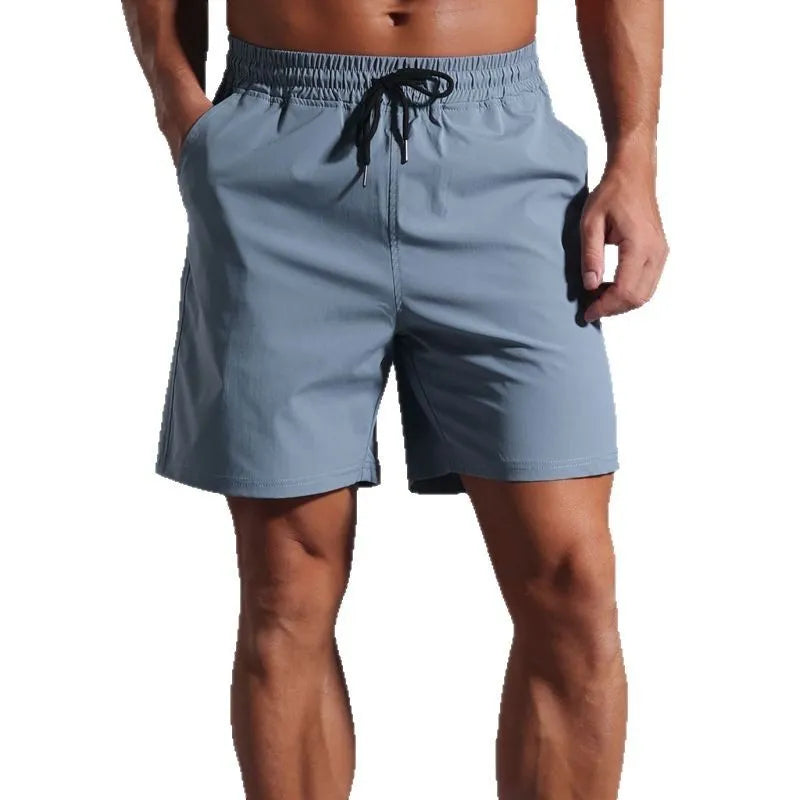 Men's loose casual shorts in four colours with quick-drying polyester fabric and straight-leg style
