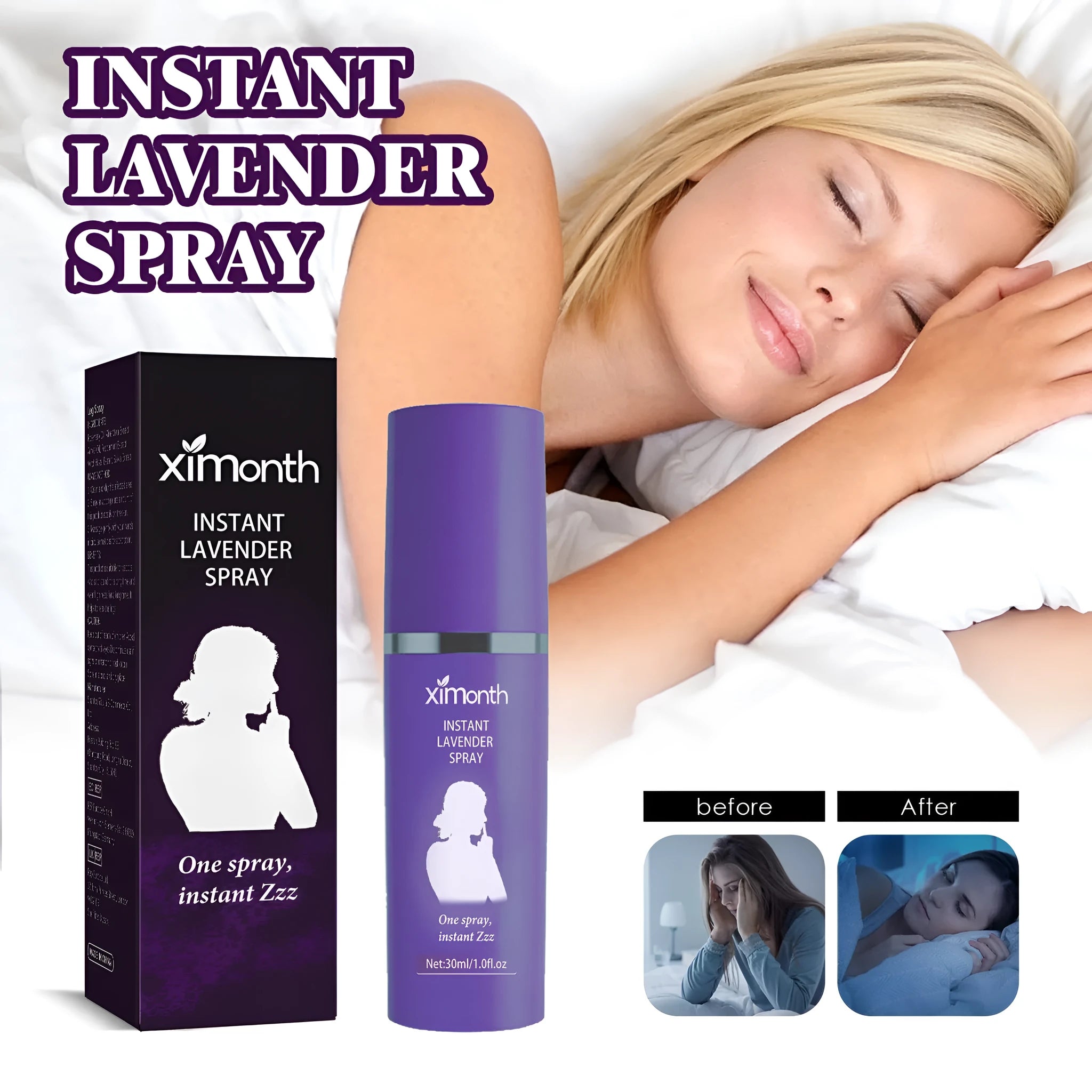 30ml lavender sleep spray bottle for body fatigue relief and sleep care