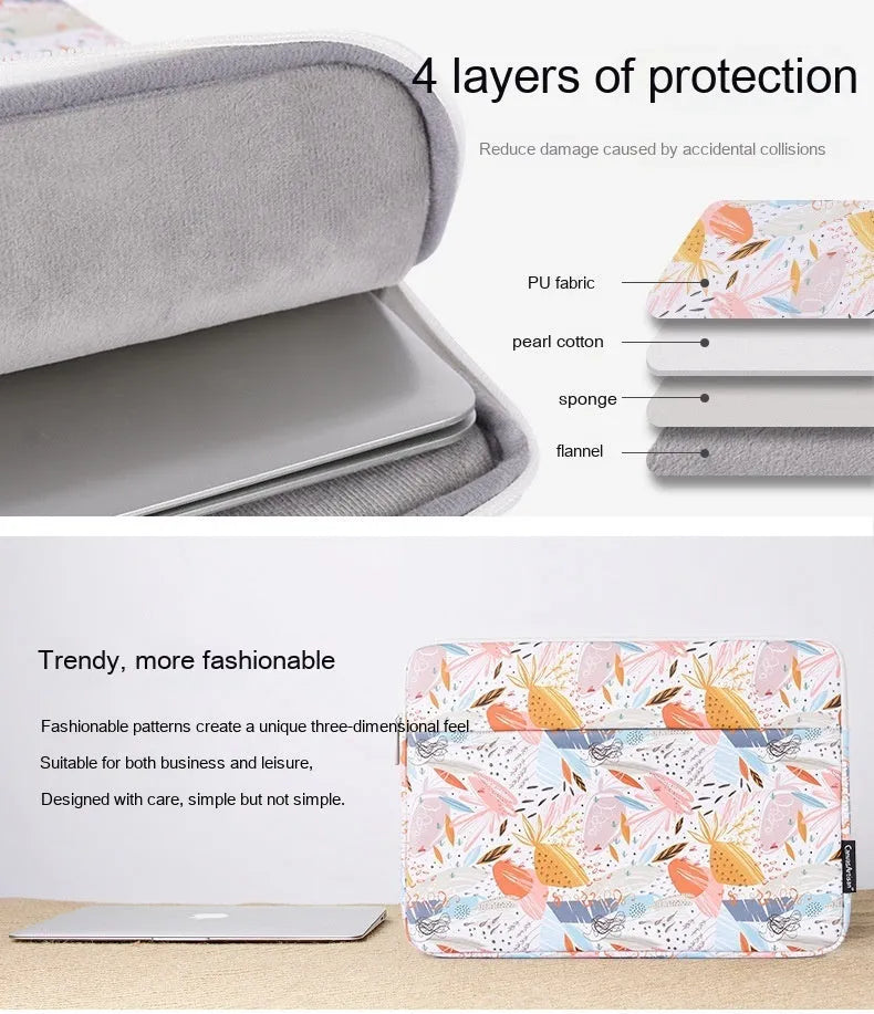White PU leather laptop inner sleeve for 14 inch computers, showing simple design.