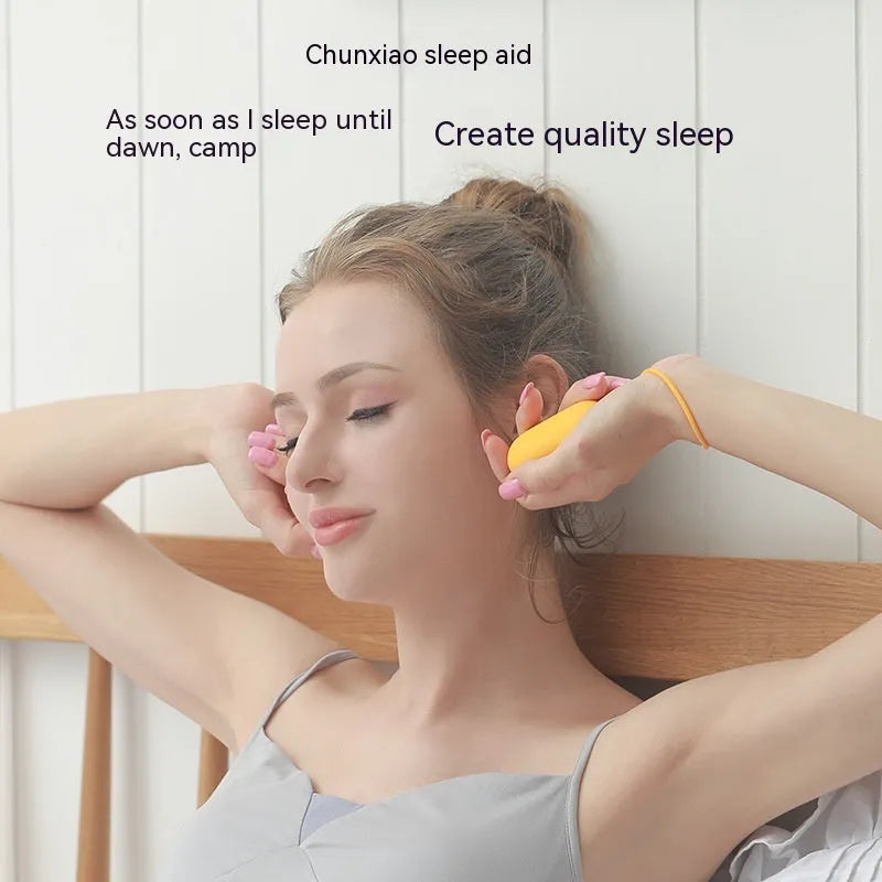Intelligent handheld sleep aid device showing pulse decompression technology and multiple colour options