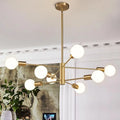 Nordic modern minimalist chandelier 65cm golden finish 6 heads ceiling light for study living room
