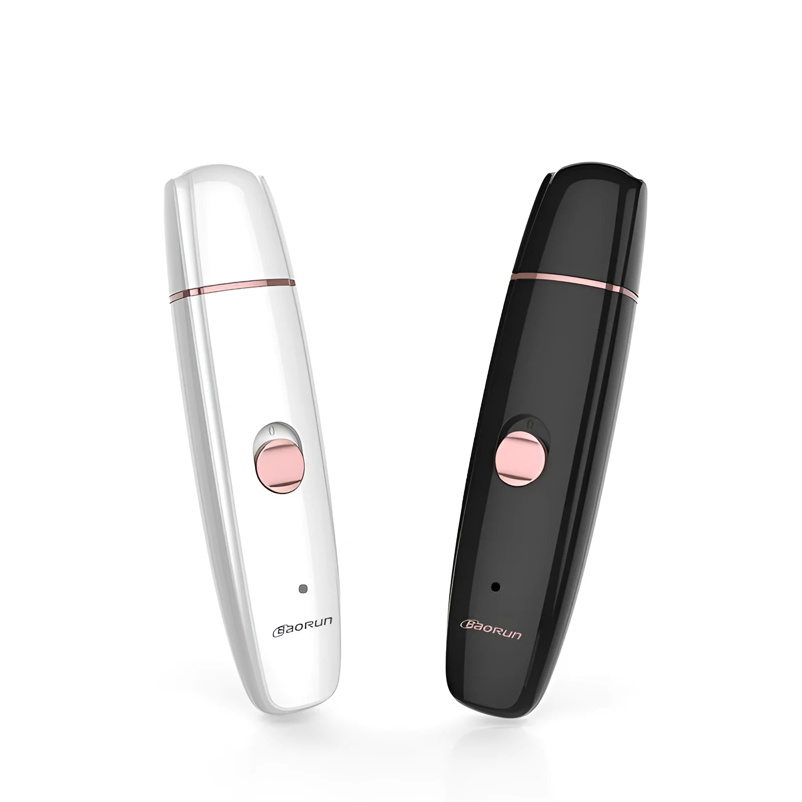 Black cat nail clipper with LED light and USB cable, ABS plastic body on white background