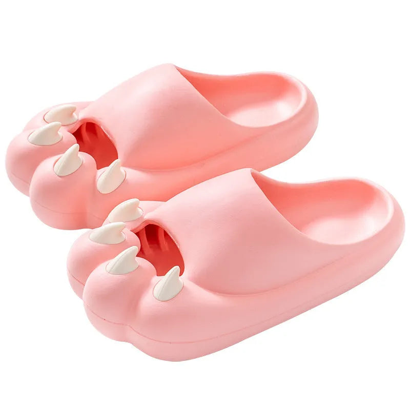 Women's platform non-slip cat claw slippers in EVA, available in black, brown, watermelon red, and white, size 36-37 to 44-45