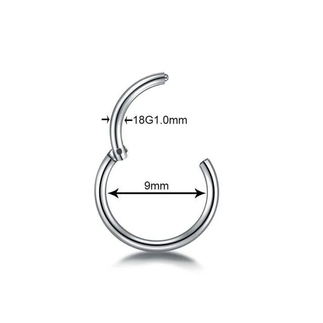 G23 titanium segment hinged clicker ring for septum nose piercing in rainbow colour finish