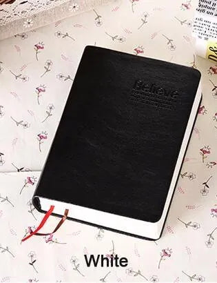 Large thick leather Phnom Penh notebook, 17 x 12 cm, 480 pages, Gold or White cover