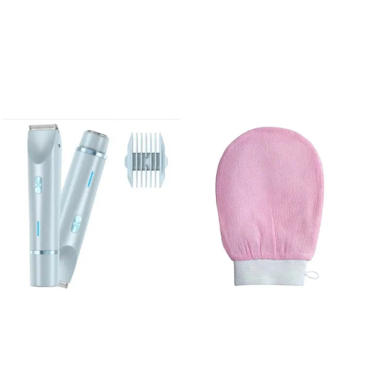 Pink women's electric hair remover with double head design for body grooming