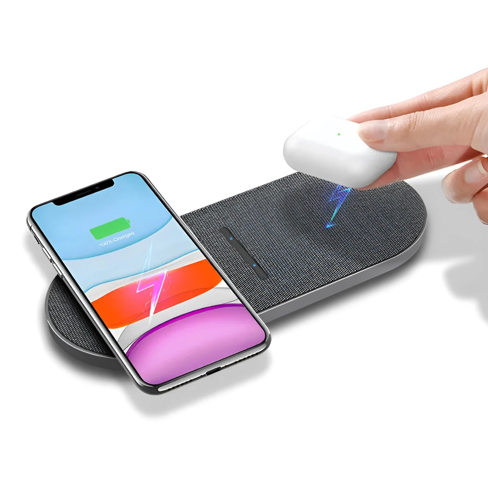Pair of black wireless charging pads with USB Type-C input for 10W quick charging