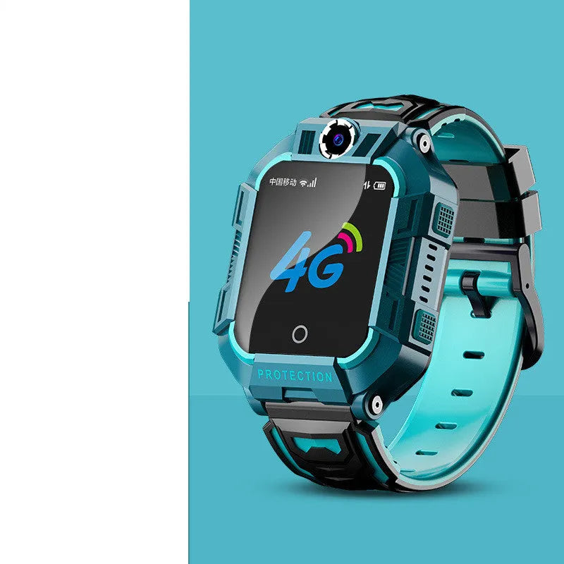 Children's A63 GPS smart watch with green silicone wristband and touchscreen display
