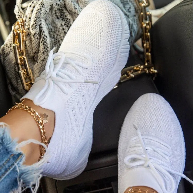 Women's solid colour thick bottom dad sneakers in multiple colours on size display