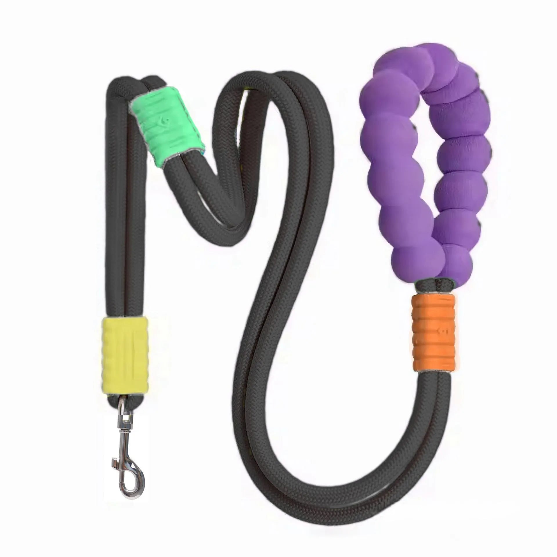 Dog traction leash with foam handle showing 140cm nylon rope in available colours