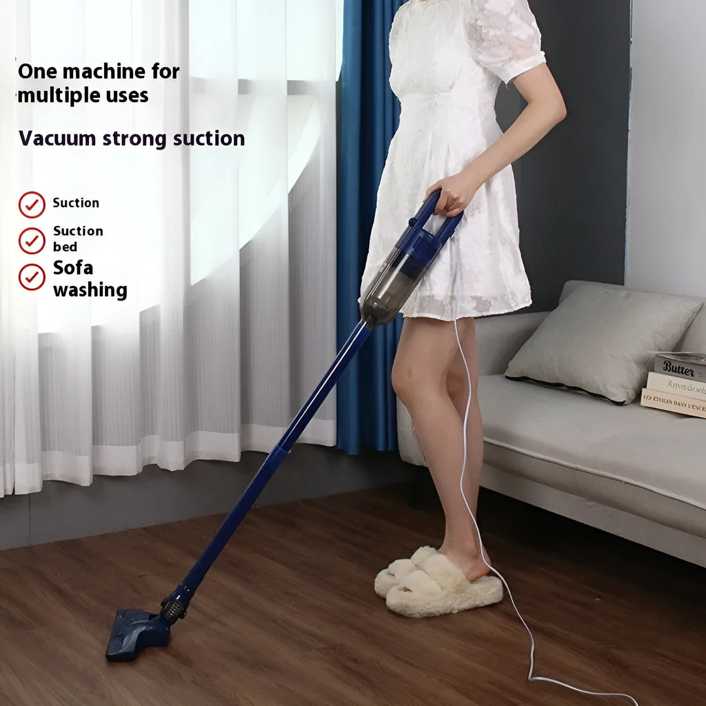 White wired vacuum cleaner with suction and mop integrated, 350W power, 15000PA suction, floor brush and dust tube attachments