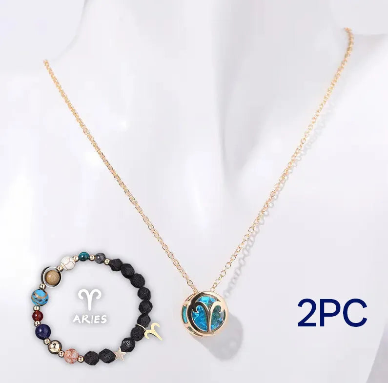 Natural stone beaded necklace and matching bracelet set in one of twelve available styles