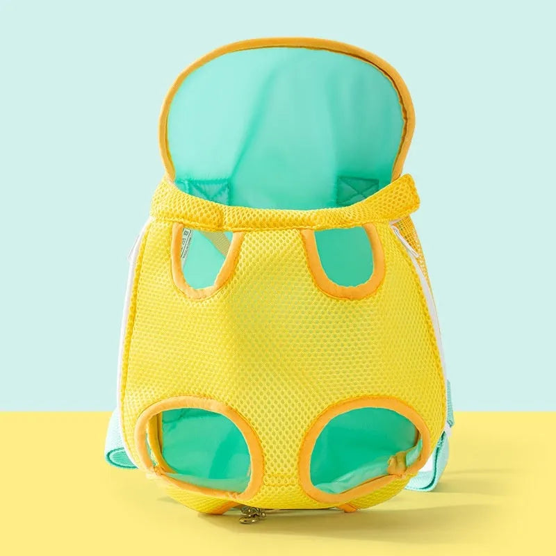 Portable cat carrier chest bag with cartoon animal pattern and adjustable shoulder strap